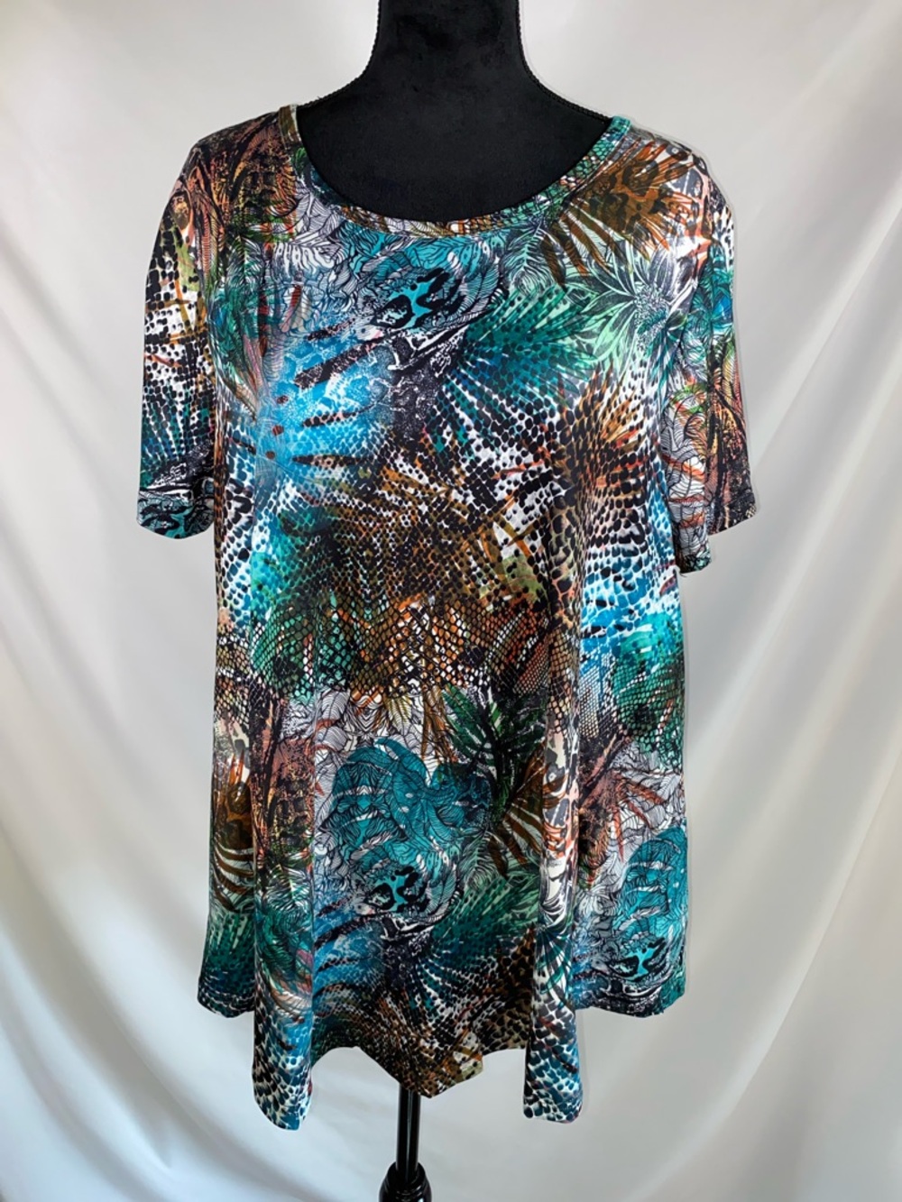 Splensive 2XL Abstract Tropical Print Tunic Top Colorful Stretch Plus Size